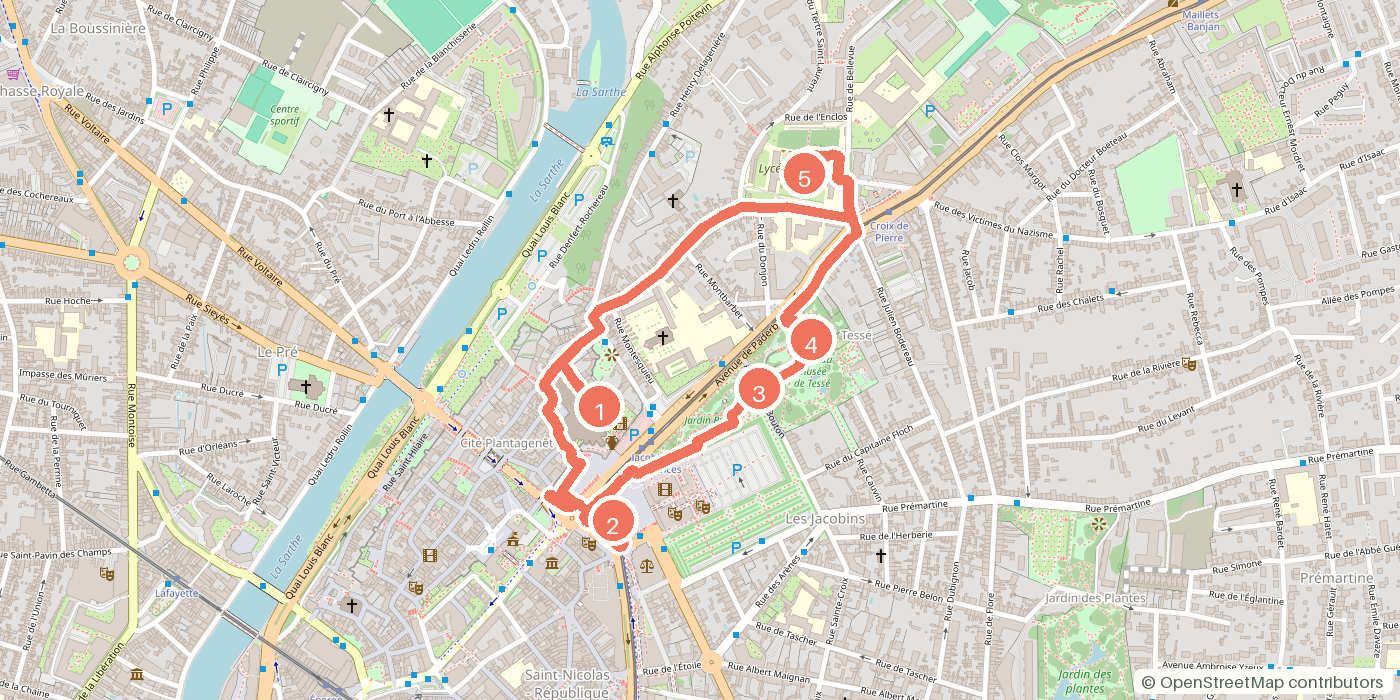 Carte du parcours à pied
