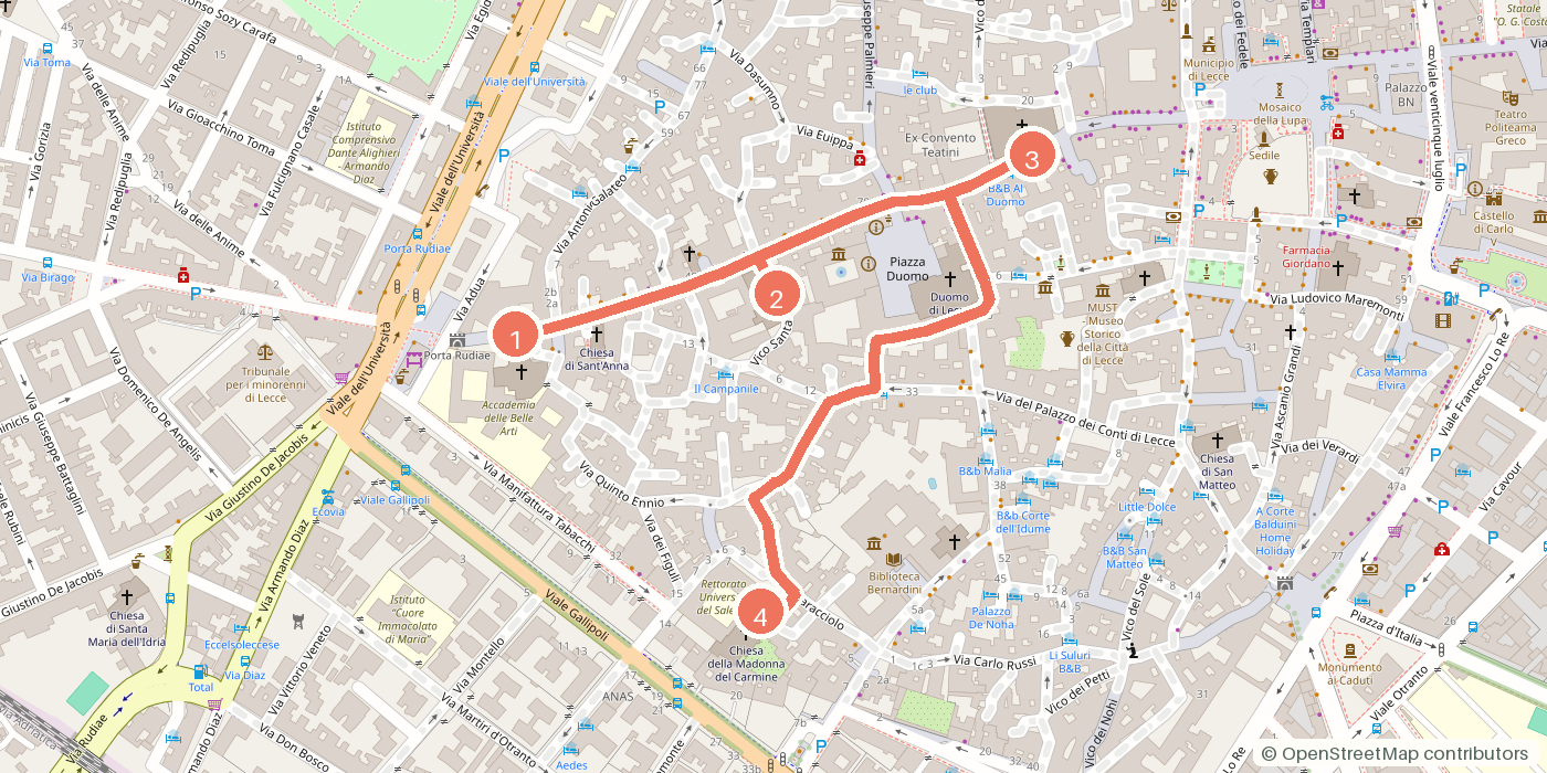 Carte du parcours à pied