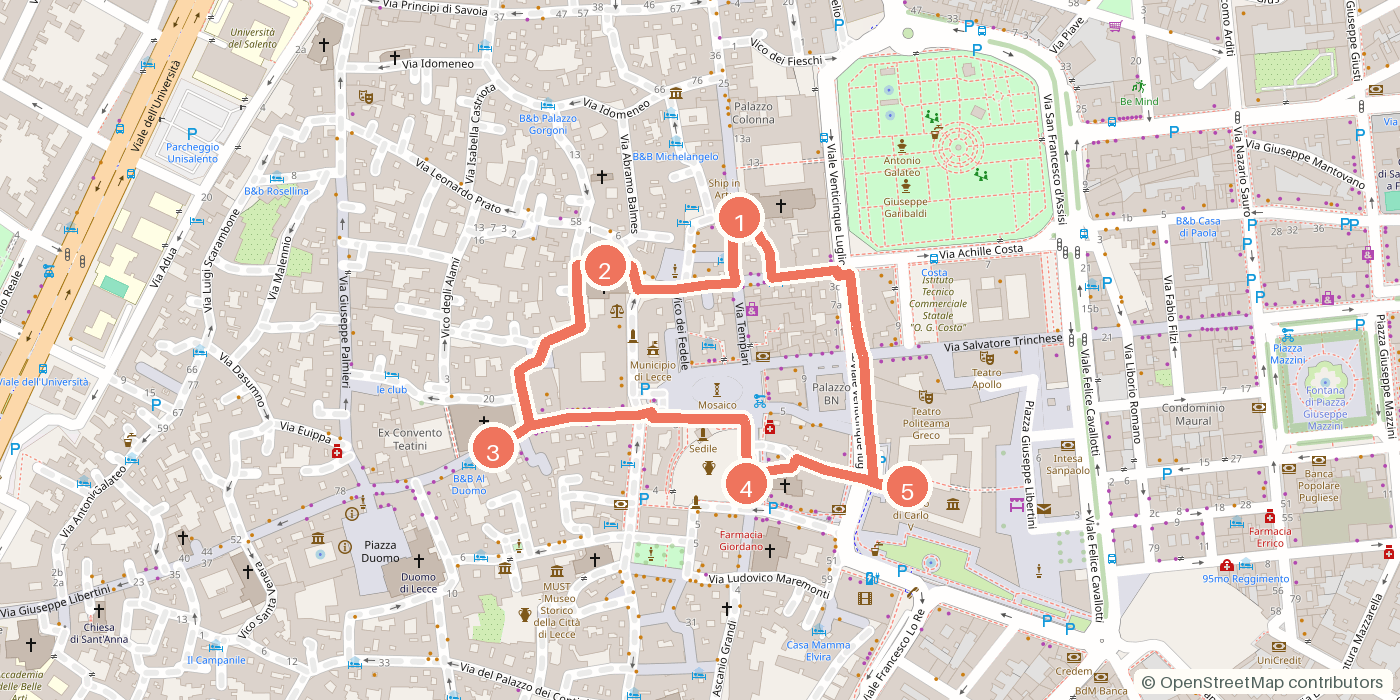 Carte du parcours à pied