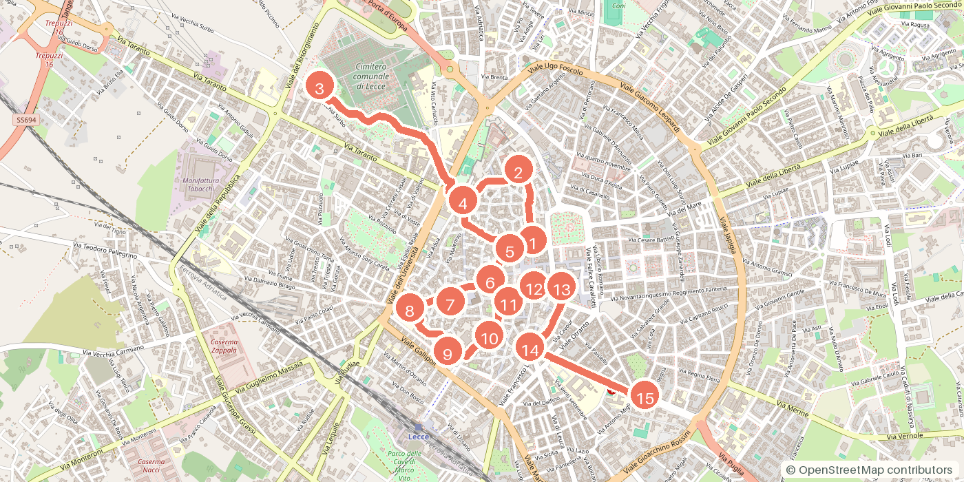 Carte du parcours à pied