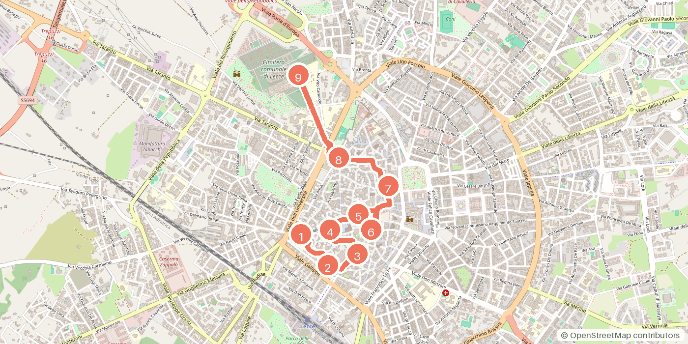 Carte du parcours à pied