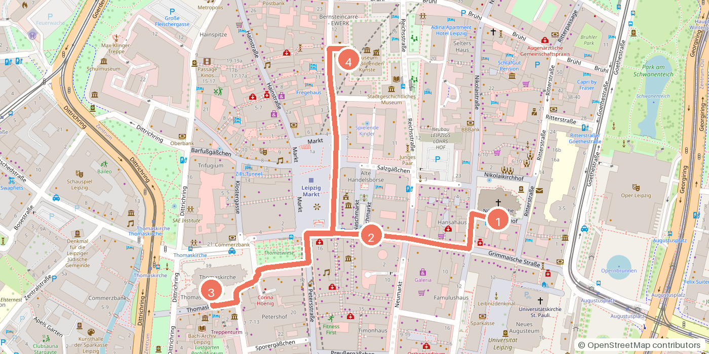 Carte du parcours à pied