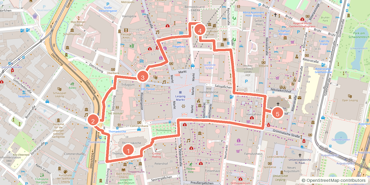 Carte du parcours à pied