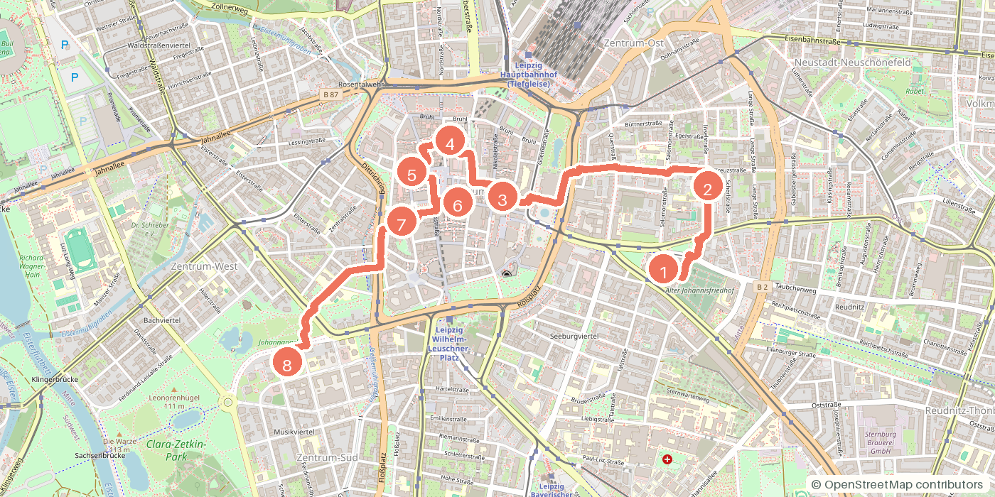 Carte du parcours à pied