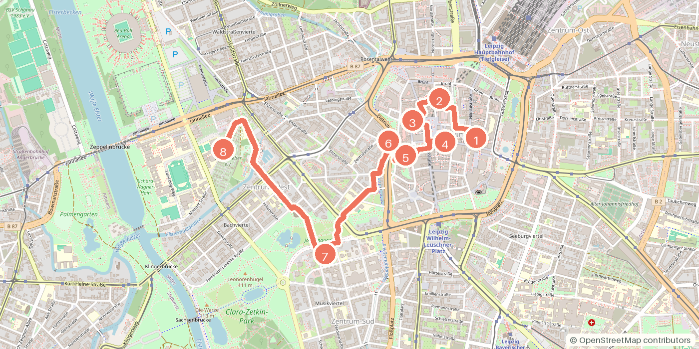 Carte du parcours à pied