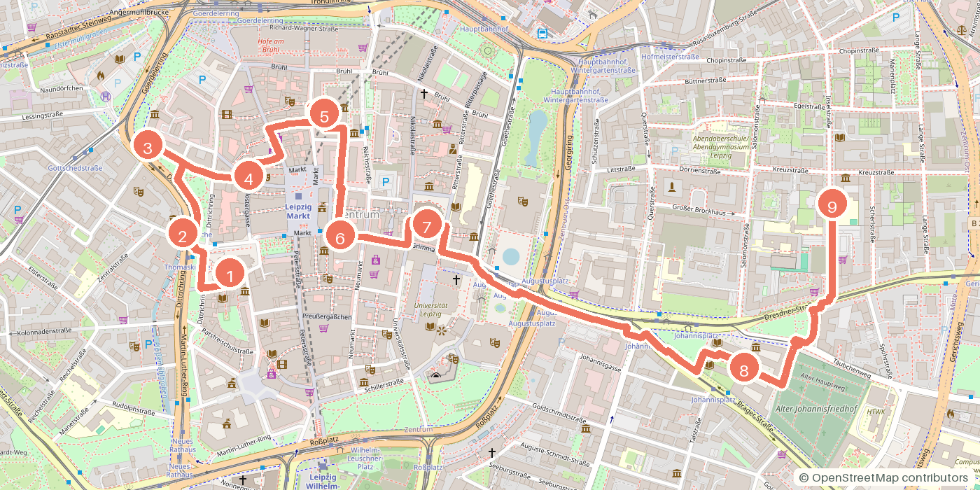 Carte du parcours à pied