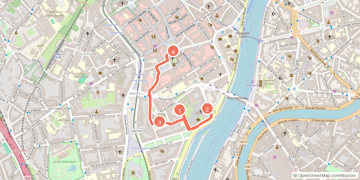 Carte du parcours à pied