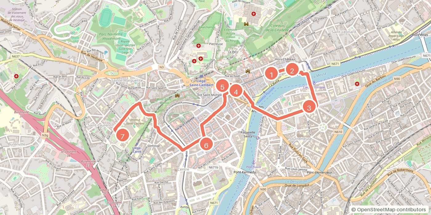 Carte du parcours à pied