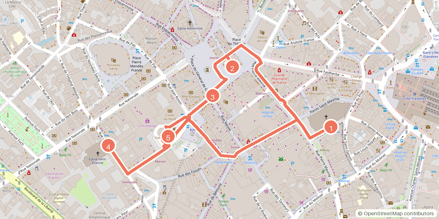 Carte du parcours à pied