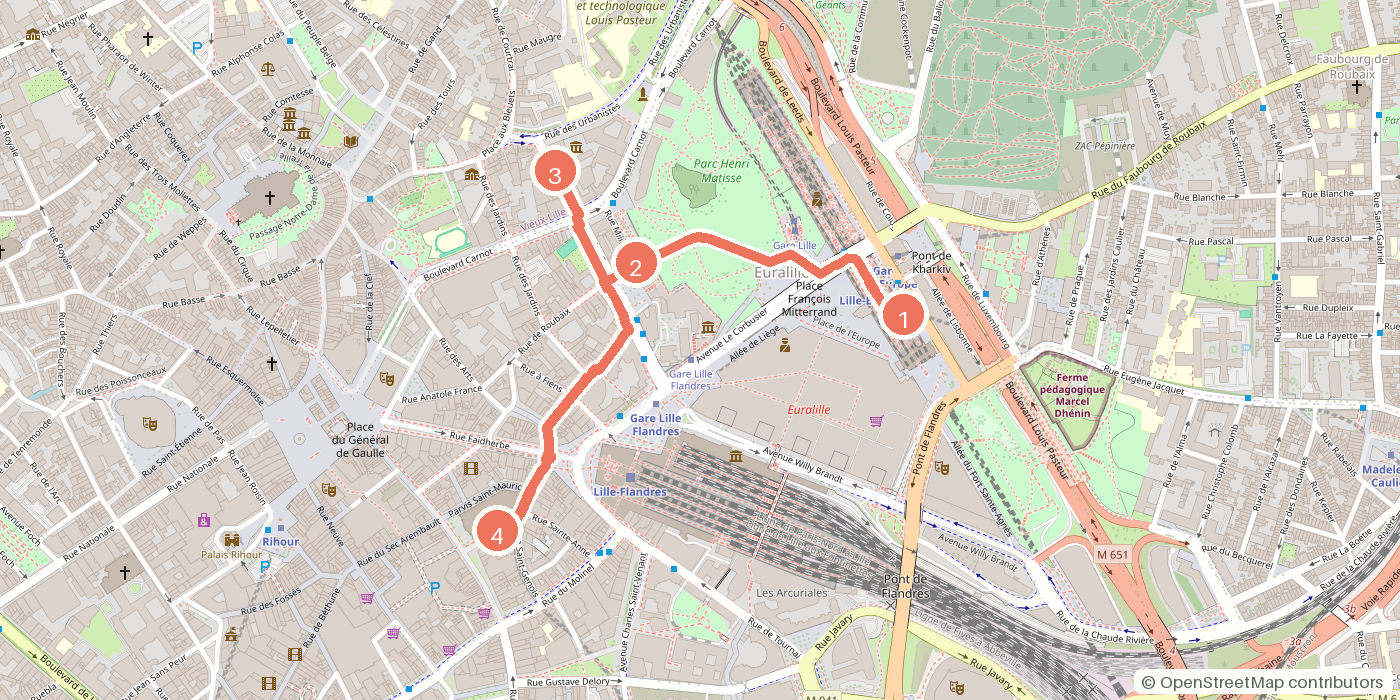 Carte du parcours à pied