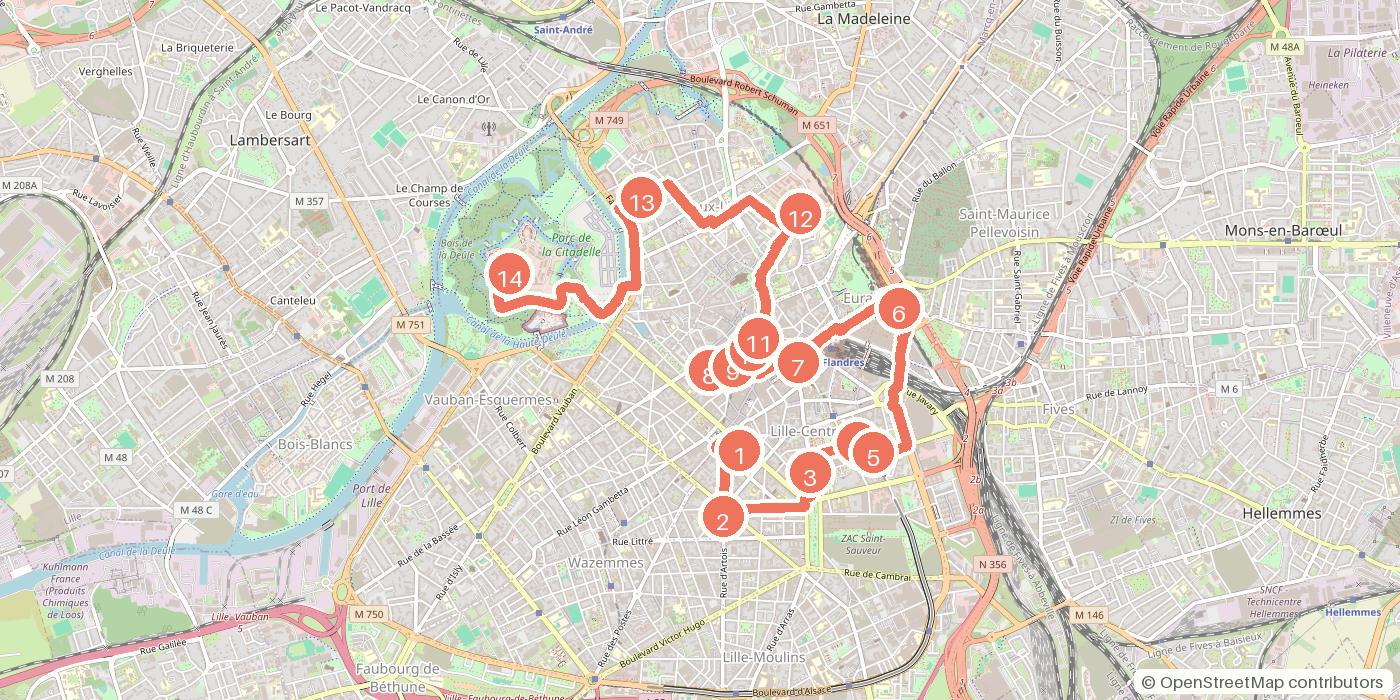 Carte du parcours à pied