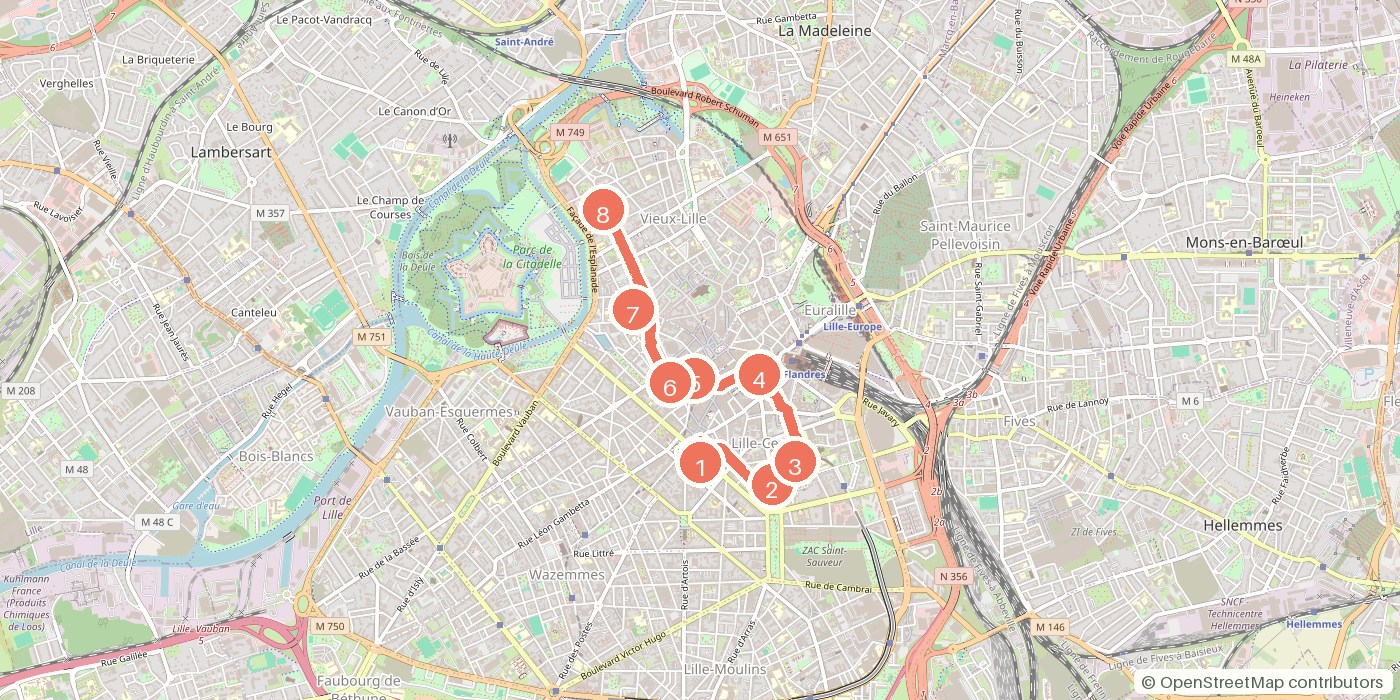 Carte du parcours à pied