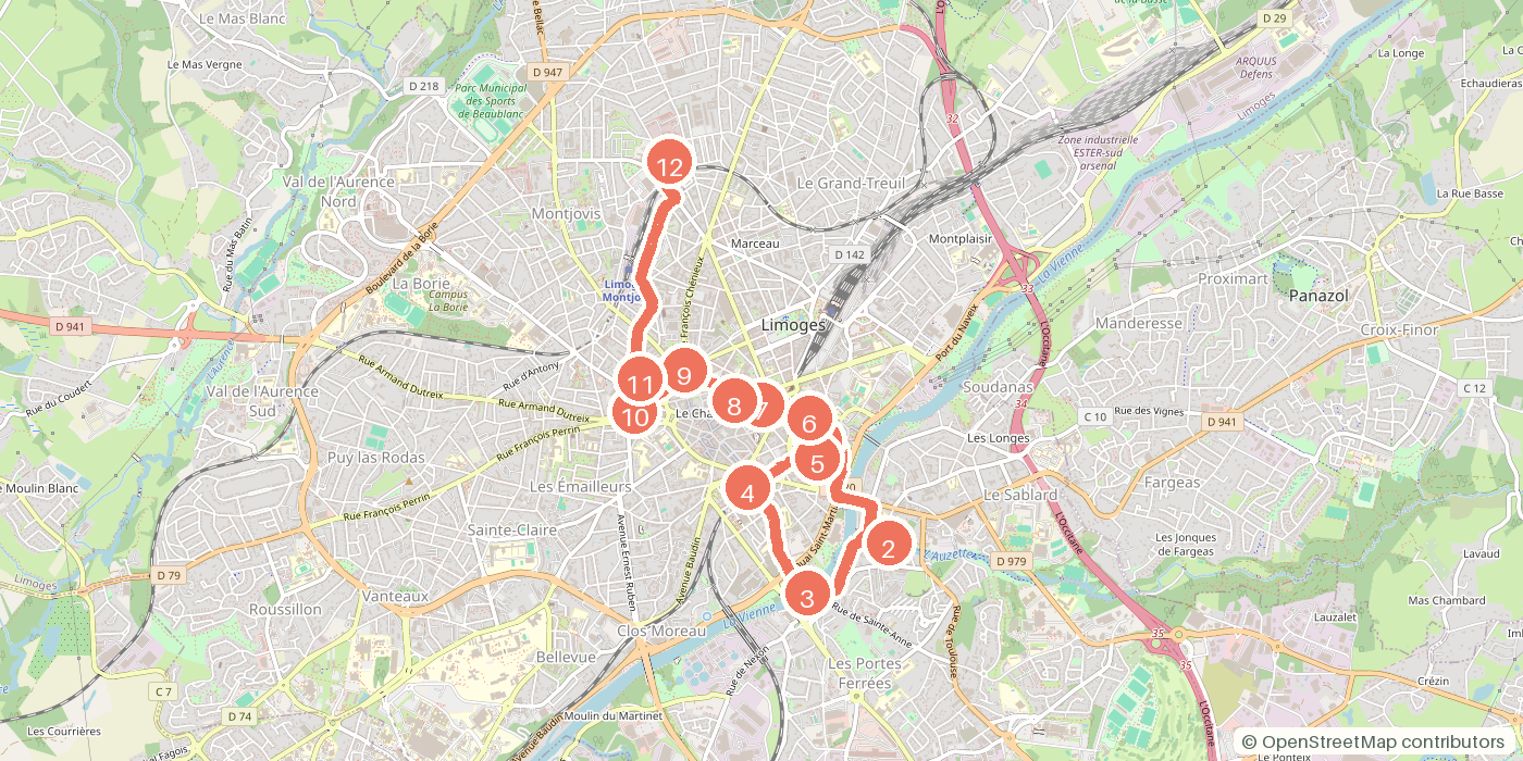 Carte du parcours à pied