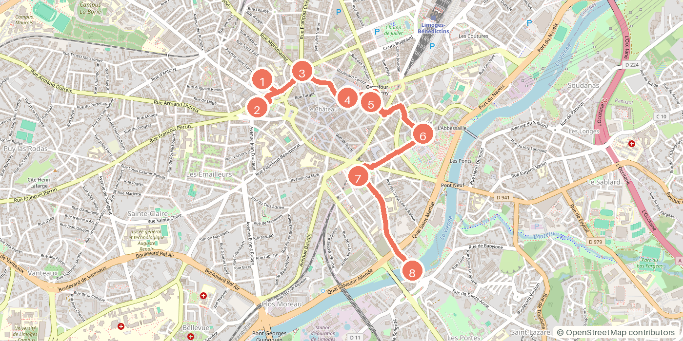 Carte du parcours à pied