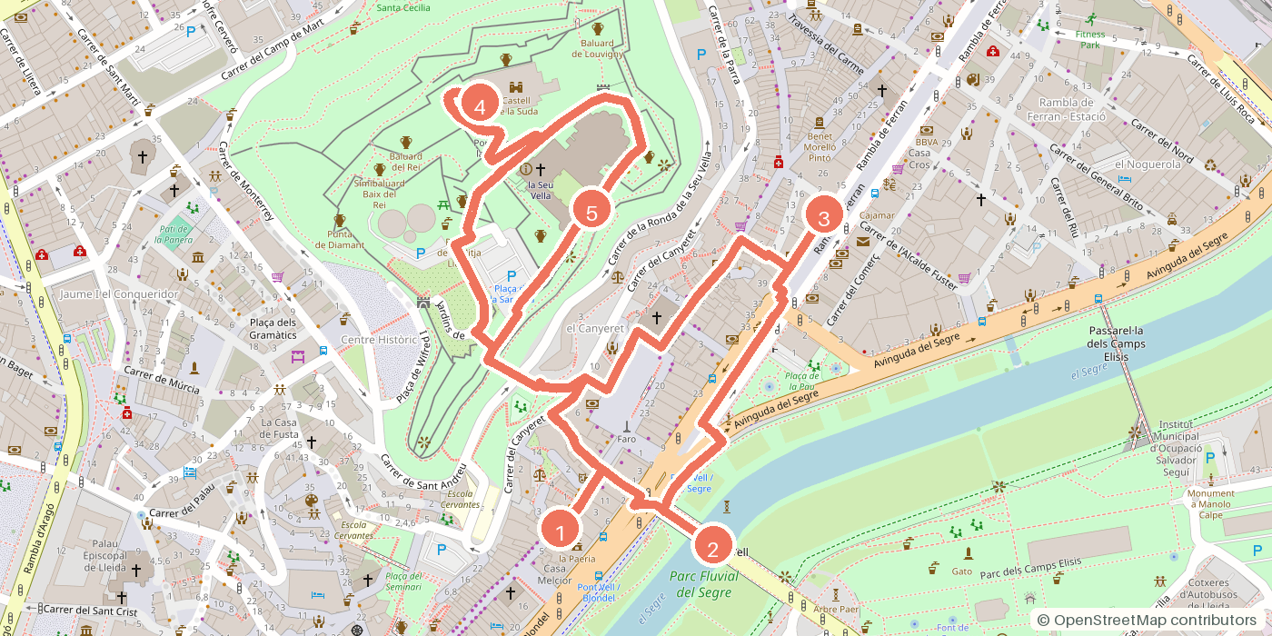 Carte du parcours à pied