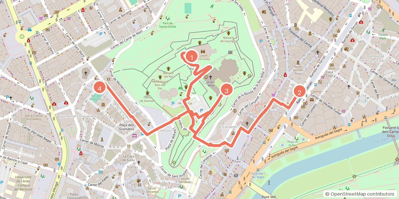 Carte du parcours à pied
