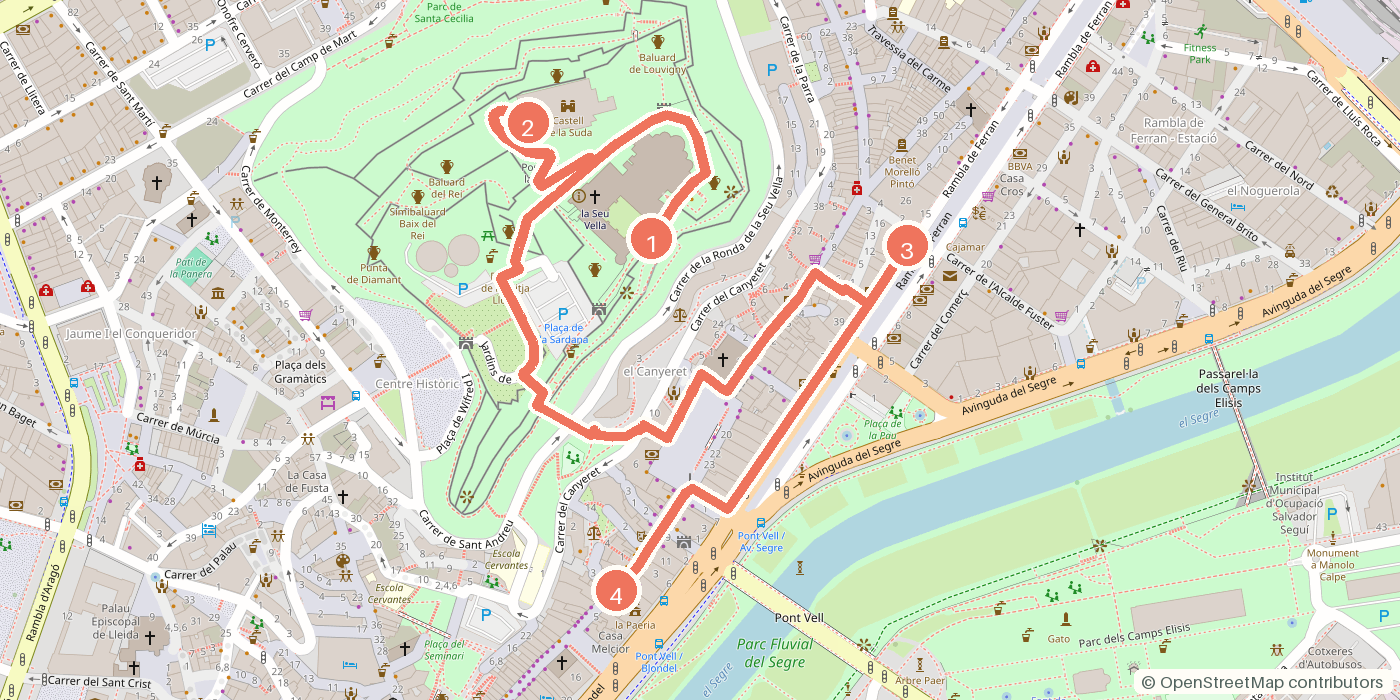 Carte du parcours à pied