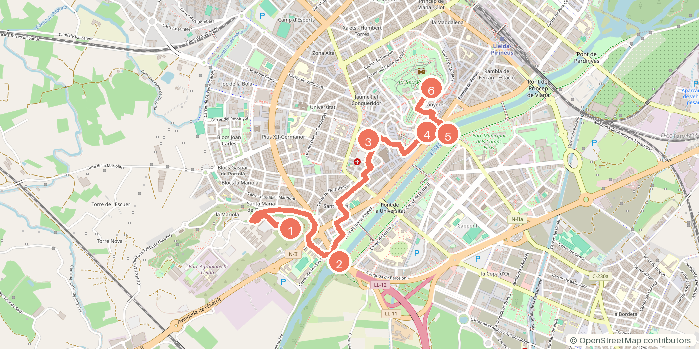 Carte du parcours à pied