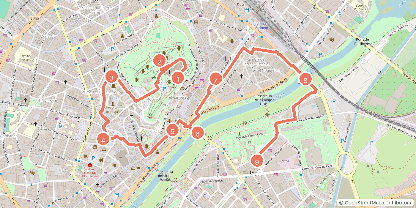 Carte du parcours à pied
