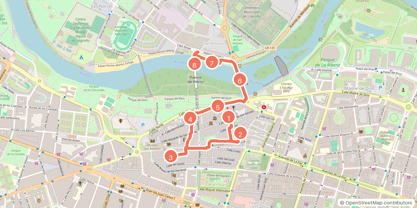 Carte du parcours à pied