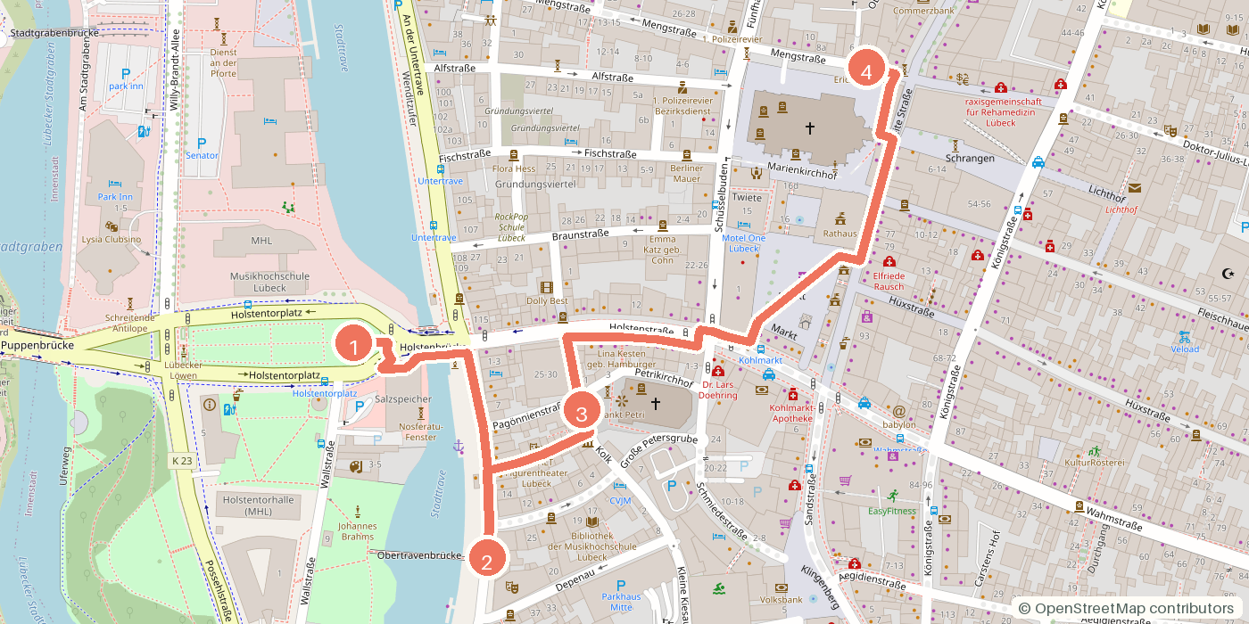 Carte du parcours à pied