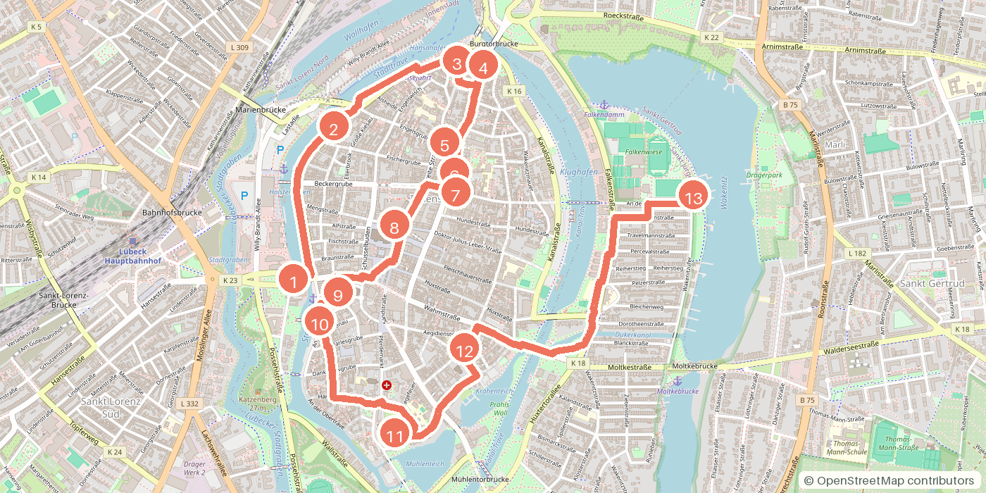 Carte du parcours à pied