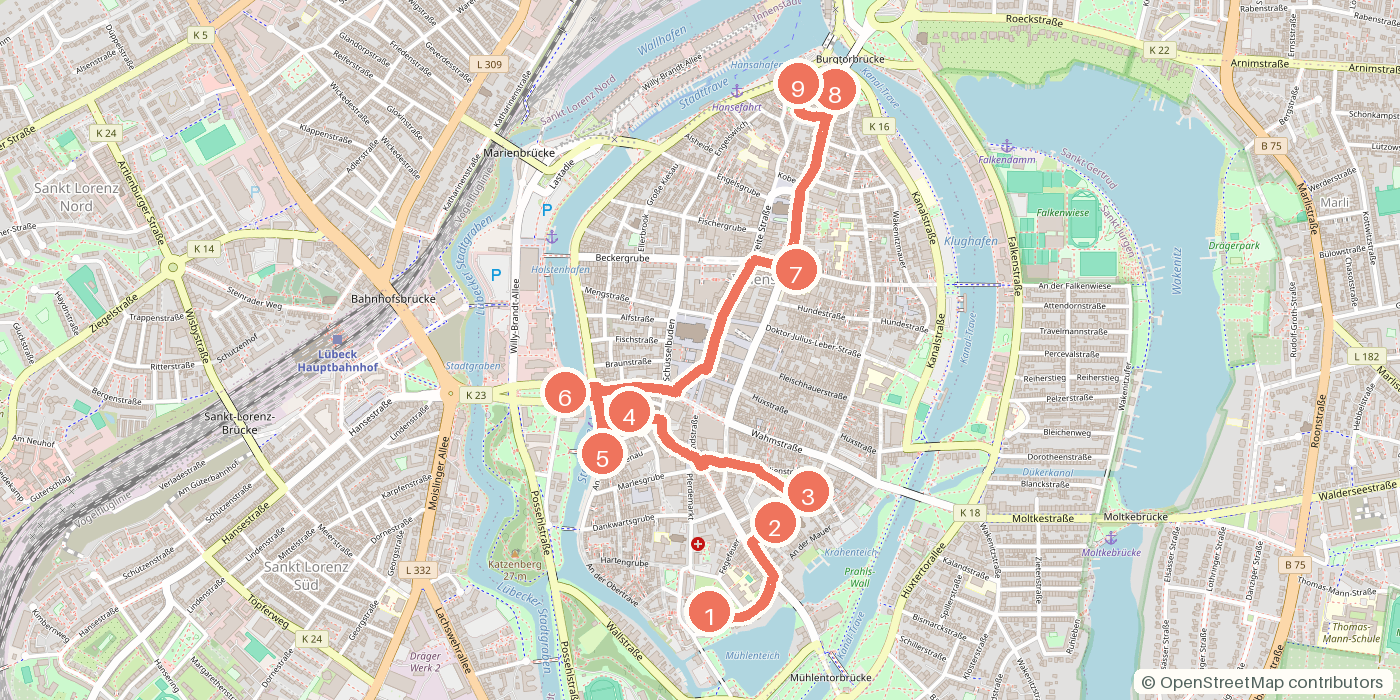 Carte du parcours à pied