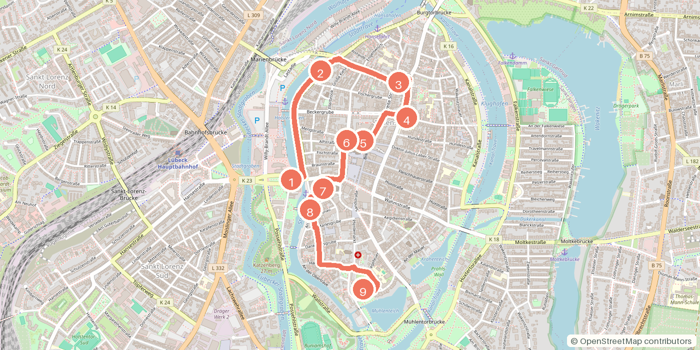 Carte du parcours à pied