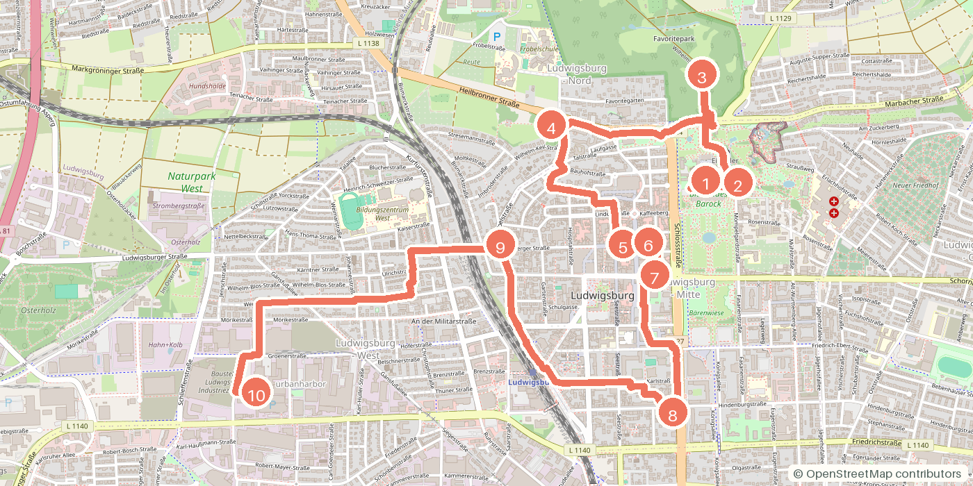 Carte du parcours à pied