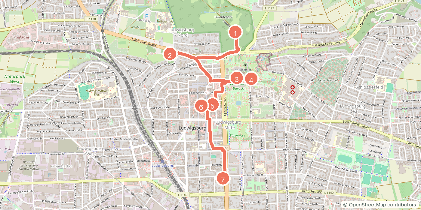 Carte du parcours à pied