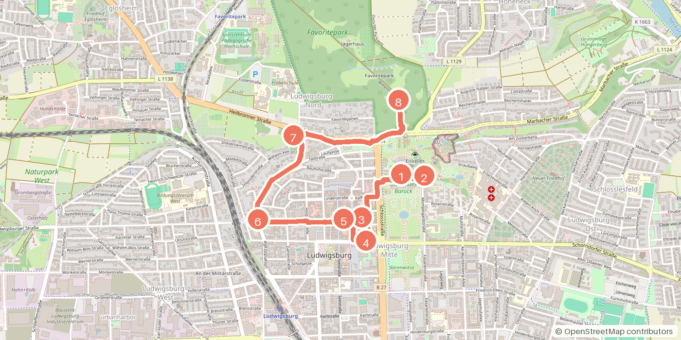 Carte du parcours à pied