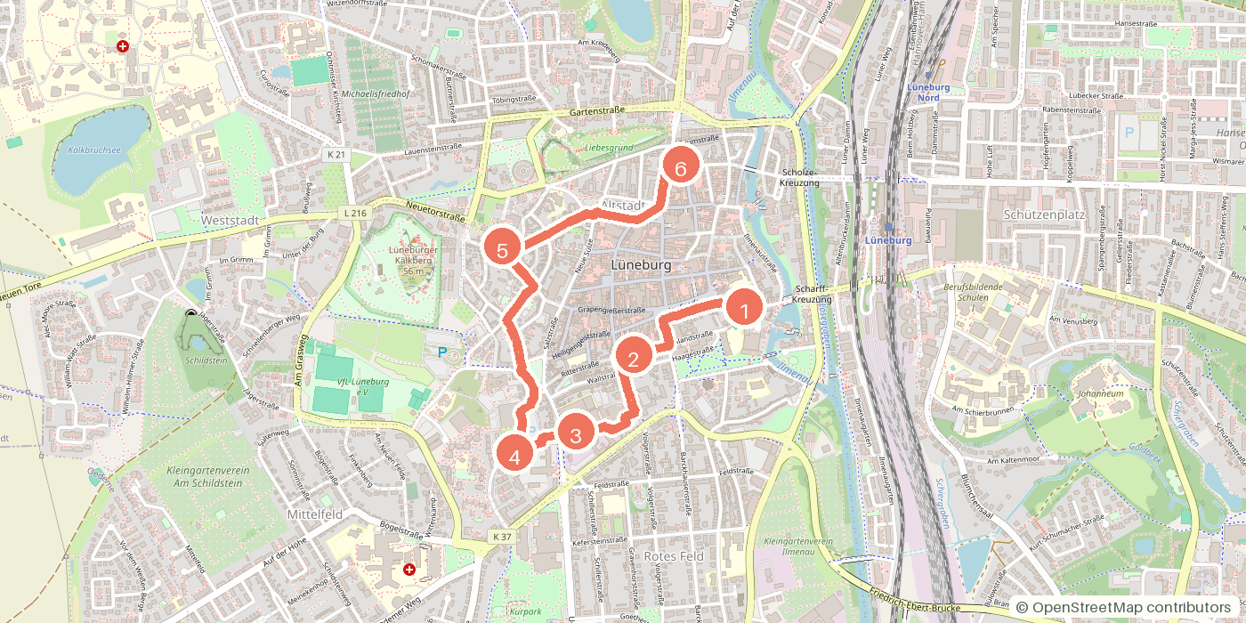 Carte du parcours à pied