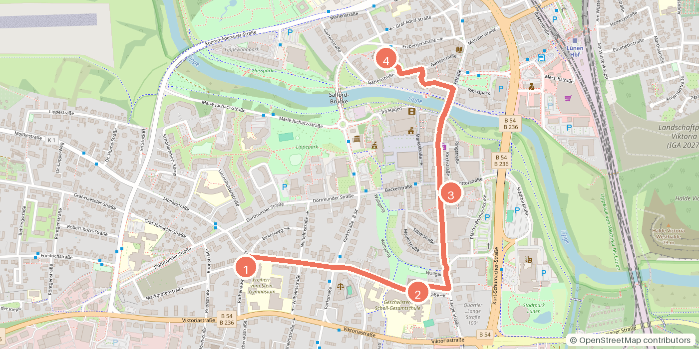 Carte du parcours à pied