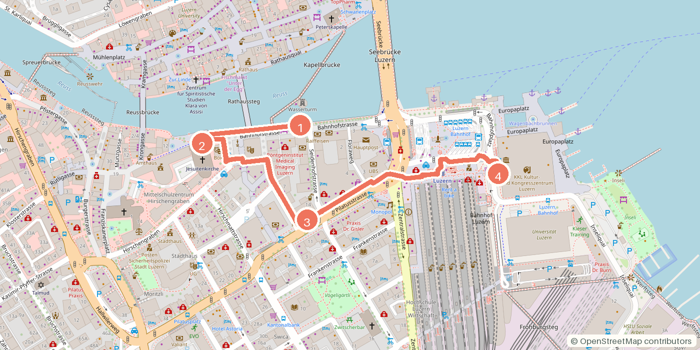 Carte du parcours à pied