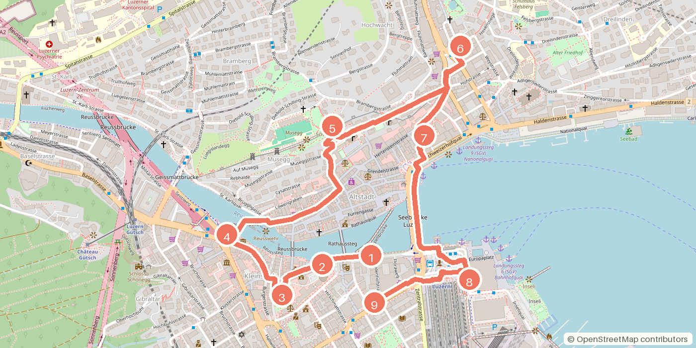 Carte du parcours à pied