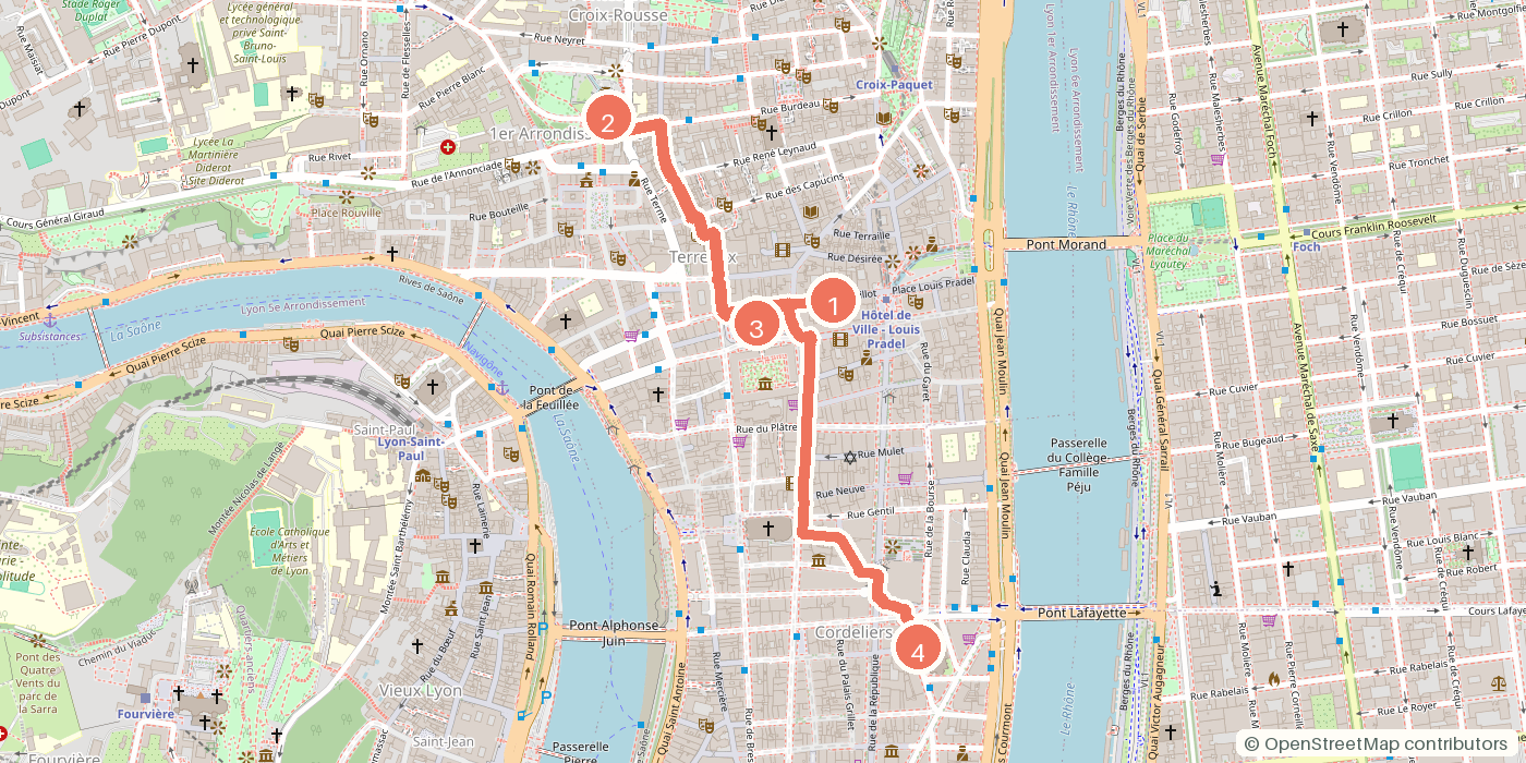 Carte du parcours à pied