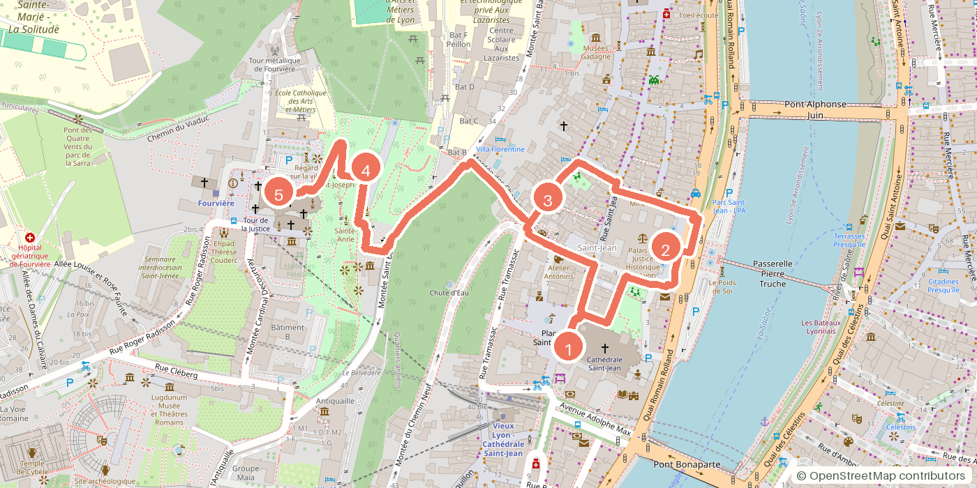 Carte du parcours à pied