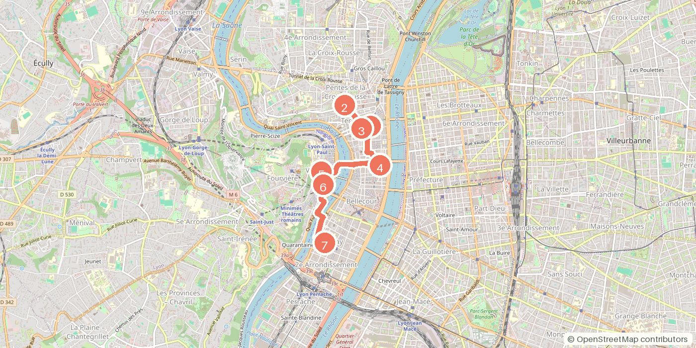 Carte du parcours à pied