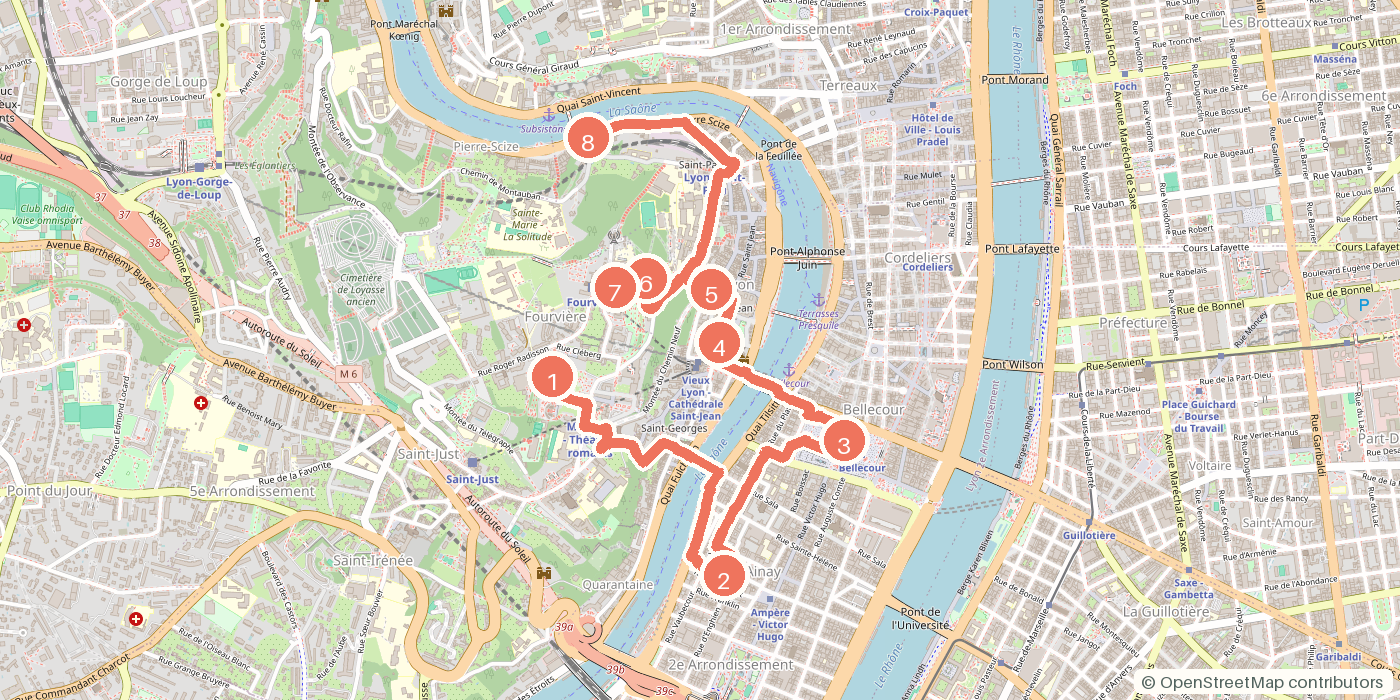 Carte du parcours à pied