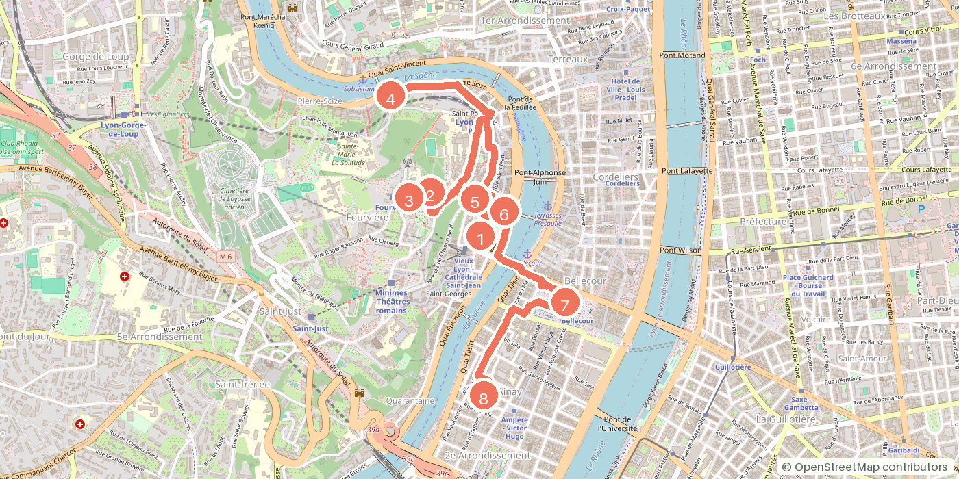 Carte du parcours à pied