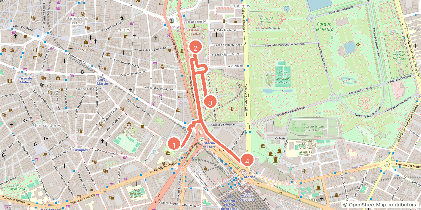 Carte du parcours à pied
