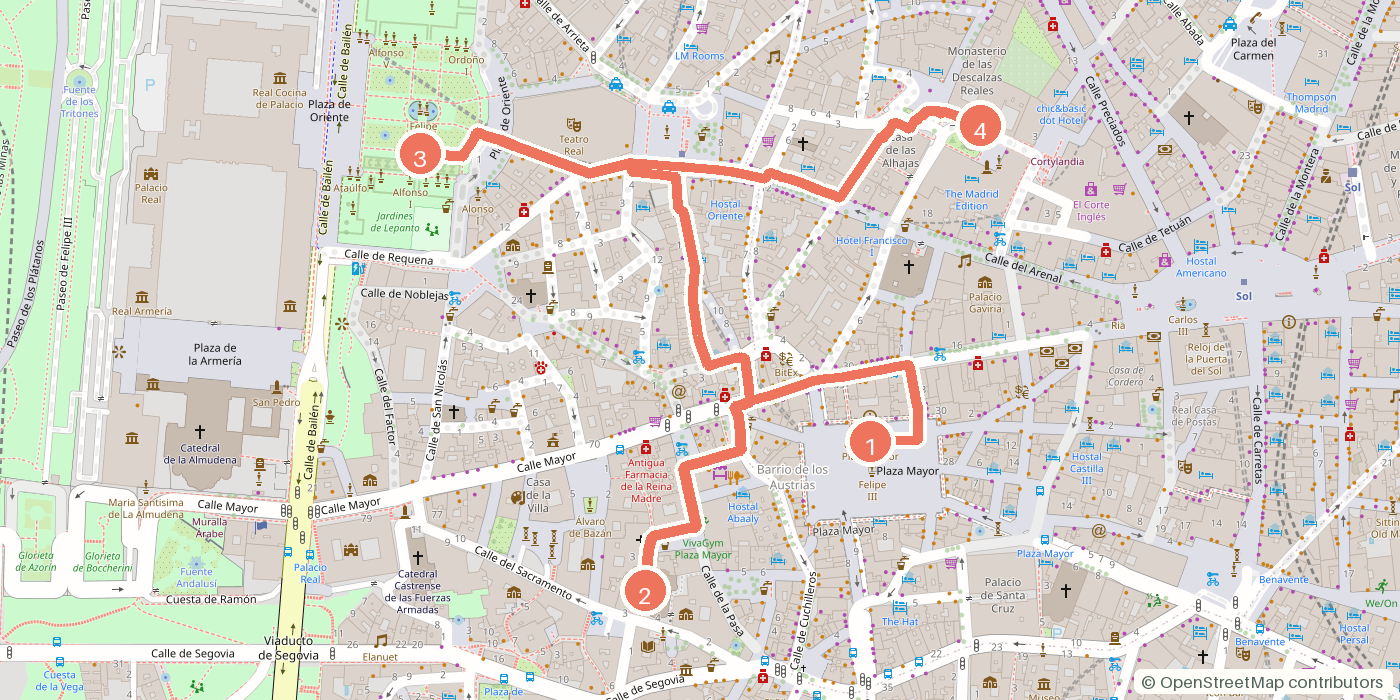Carte du parcours à pied