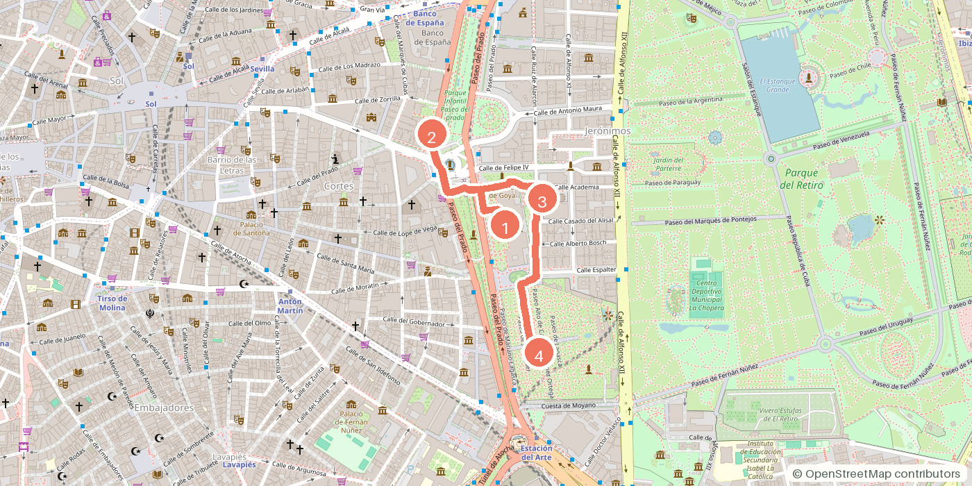 Carte du parcours à pied