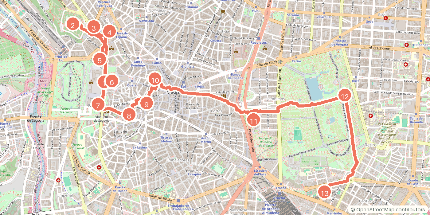 Carte du parcours à pied