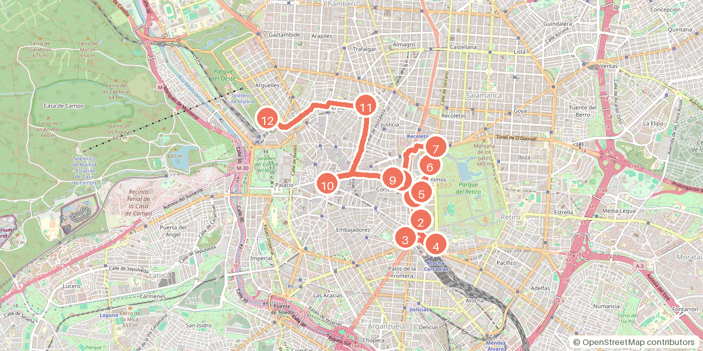 Carte du parcours à pied