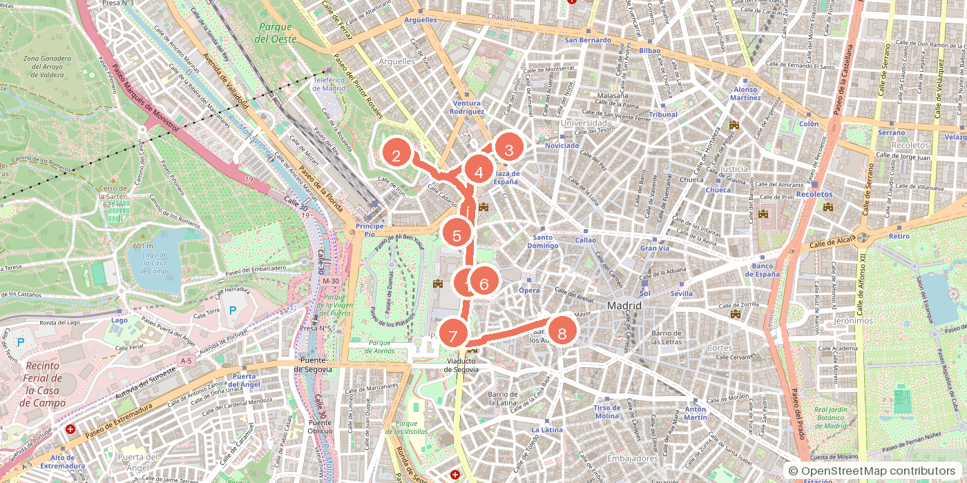 Carte du parcours à pied