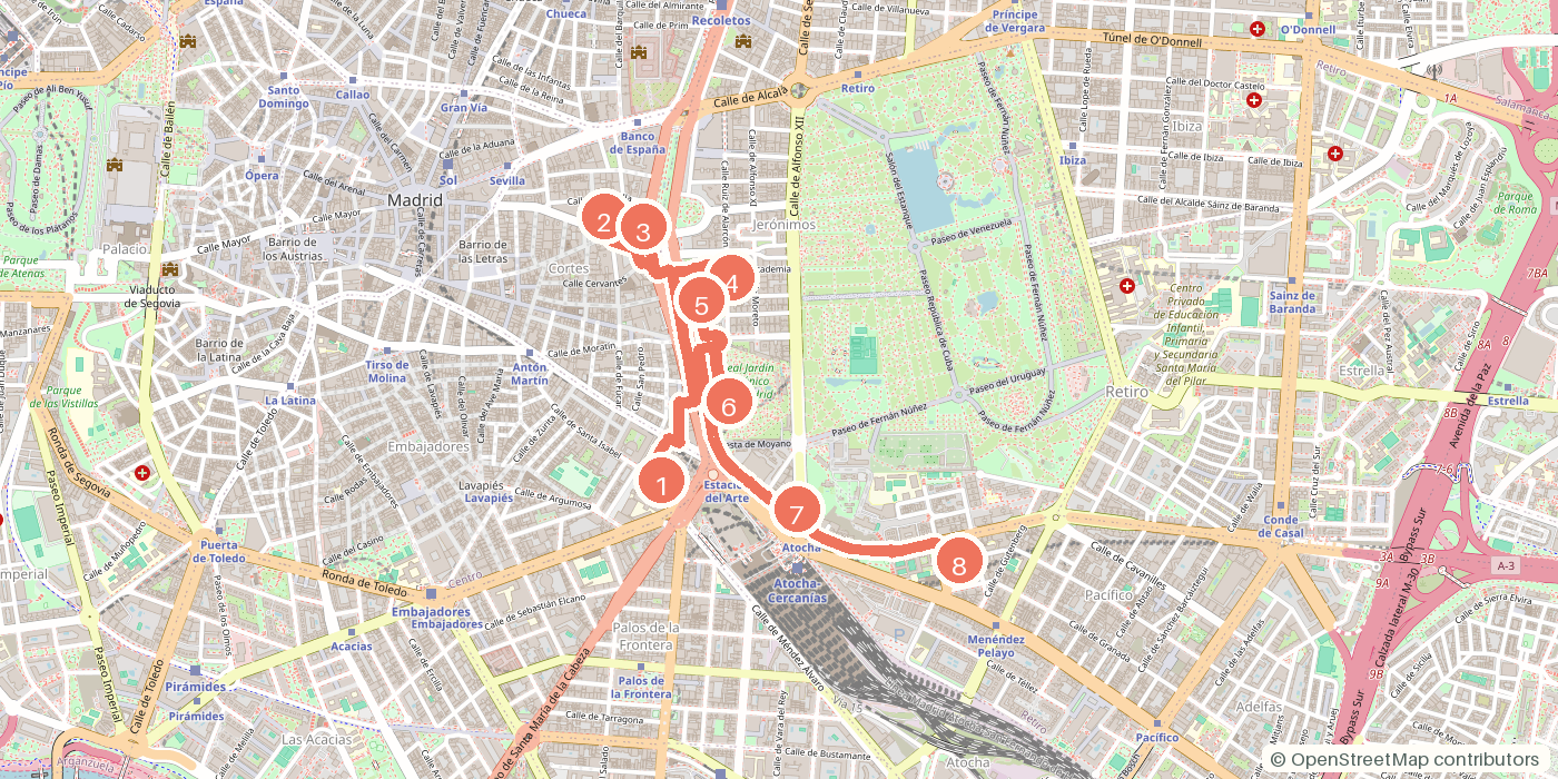Carte du parcours à pied