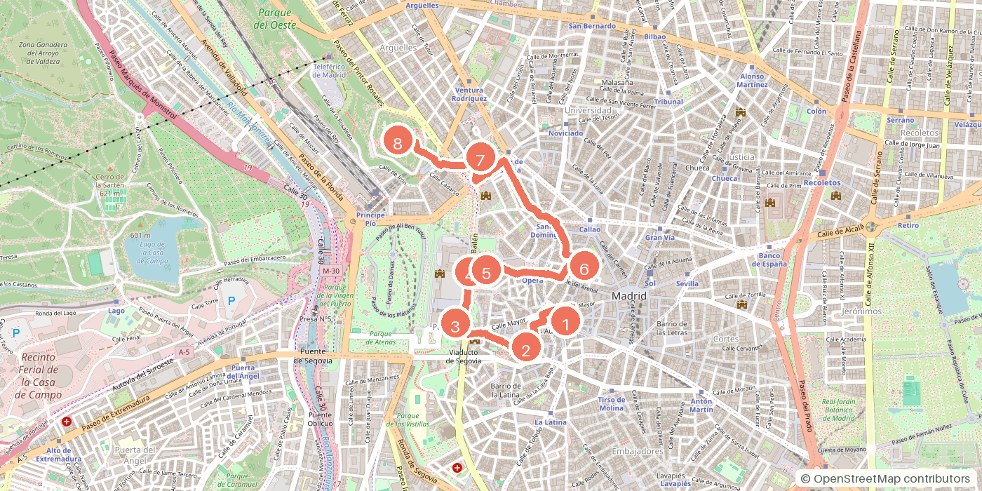 Carte du parcours à pied