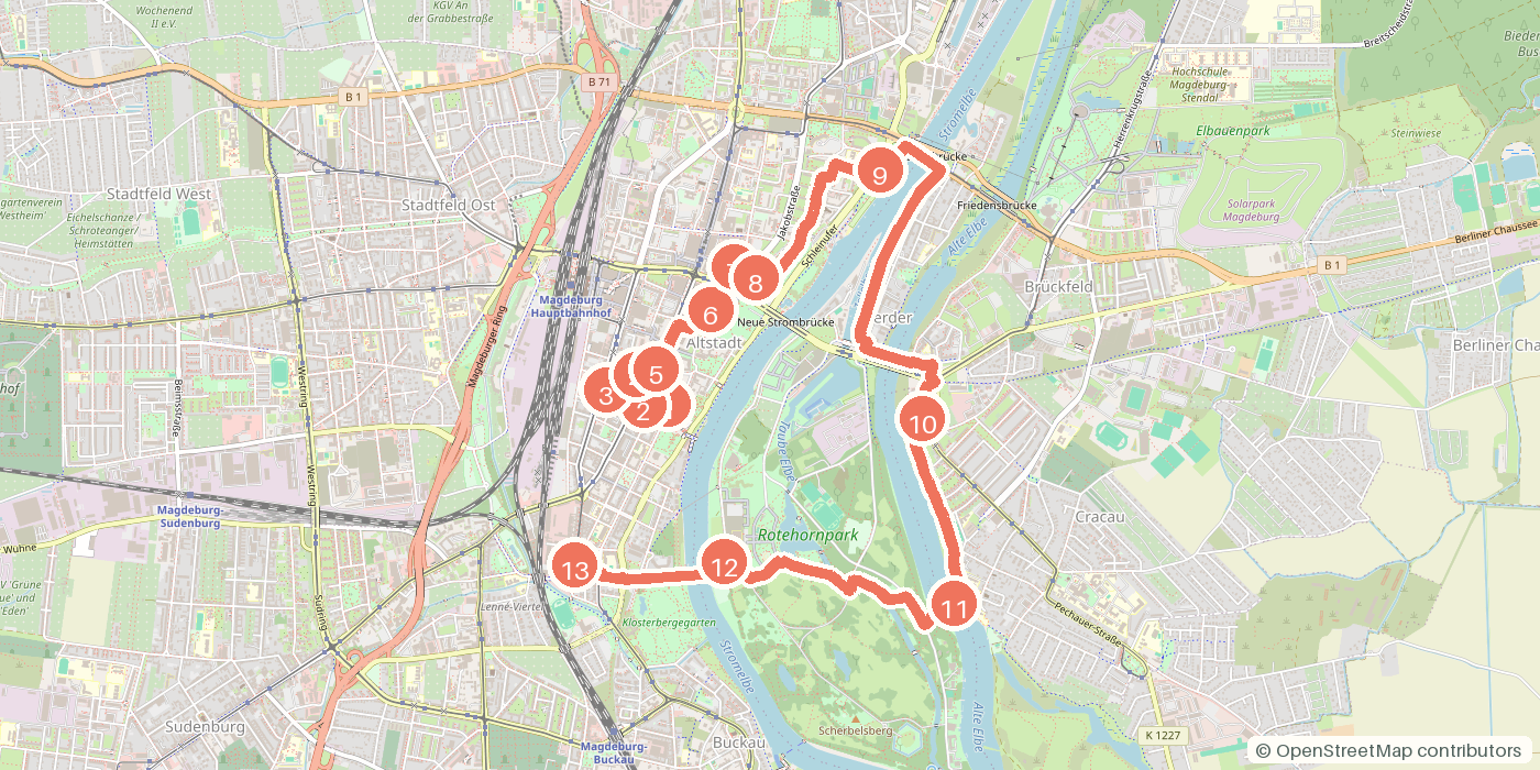 Carte du parcours à pied