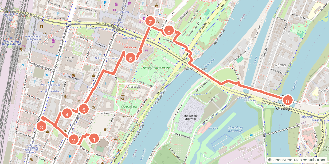 Carte du parcours à pied